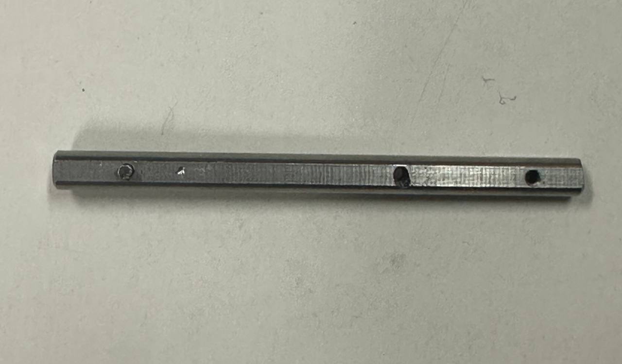 Top-down view of the stainless steel D-shaft.